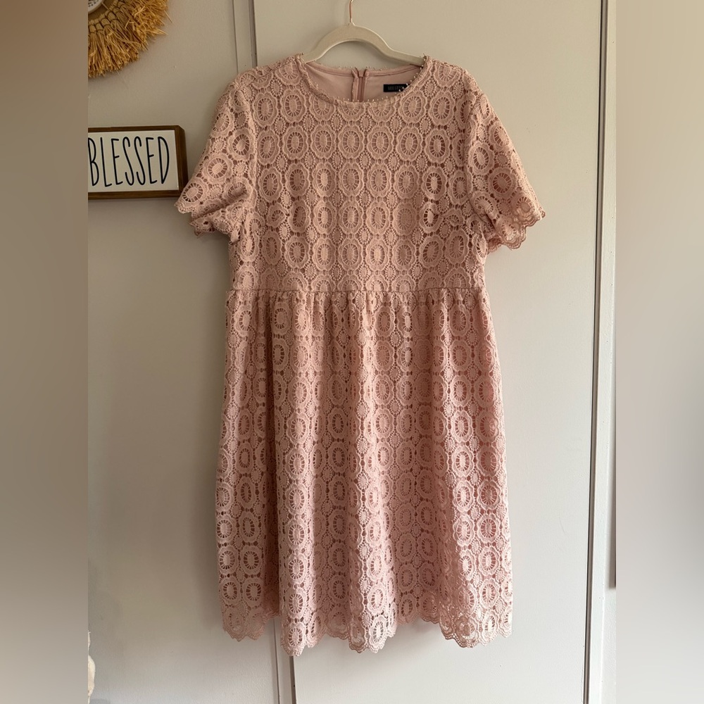Mikarose Blush Pink Lace Midi Dress